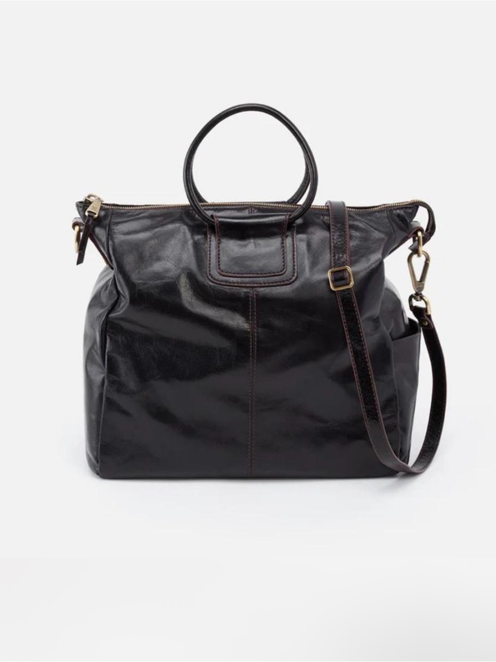 Gorgeous HOBO Sheila Large Leather Satchel Crossbody Bag - Black